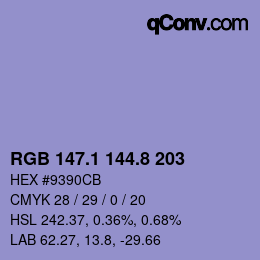 Color code: RGB 147.1 144.8 203 | qconv.com