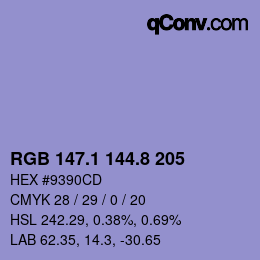 Color code: RGB 147.1 144.8 205 | qconv.com