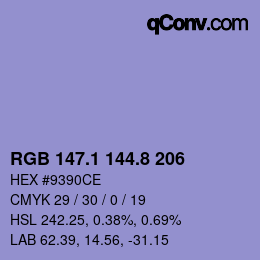Color code: RGB 147.1 144.8 206 | qconv.com
