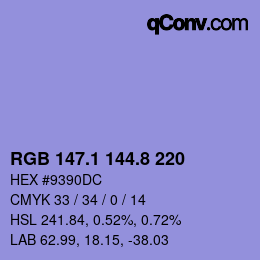 カラーコード: RGB 147.1 144.8 220 | qconv.com