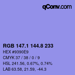 カラーコード: RGB 147.1 144.8 233 | qconv.com