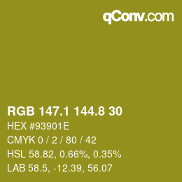 カラーコード: RGB 147.1 144.8 30 | qconv.com
