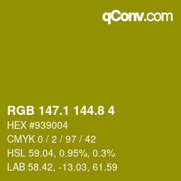 カラーコード: RGB 147.1 144.8 4 | qconv.com