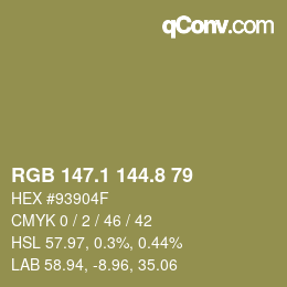 Color code: RGB 147.1 144.8 79 | qconv.com