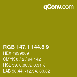 カラーコード: RGB 147.1 144.8 9 | qconv.com