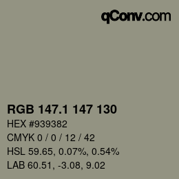 カラーコード: RGB 147.1 147 130 | qconv.com
