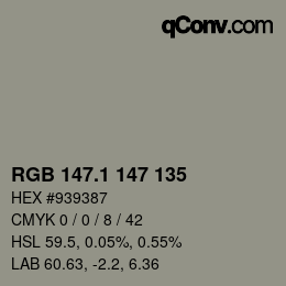 カラーコード: RGB 147.1 147 135 | qconv.com