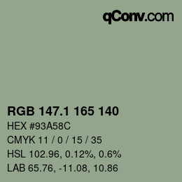 Color code: RGB 147.1 165 140 | qconv.com