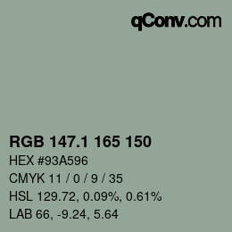 Color code: RGB 147.1 165 150 | qconv.com