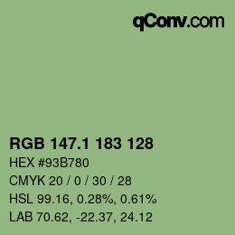 カラーコード: RGB 147.1 183 128 | qconv.com