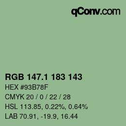 カラーコード: RGB 147.1 183 143 | qconv.com