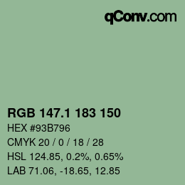 カラーコード: RGB 147.1 183 150 | qconv.com