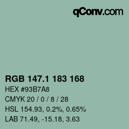 Color code: RGB 147.1 183 168 | qconv.com