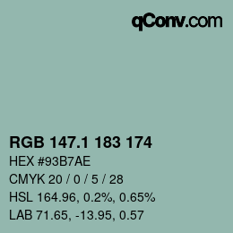 Color code: RGB 147.1 183 174 | qconv.com