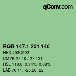 カラーコード: RGB 147.1 201 146 | qconv.com