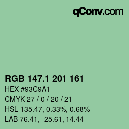 カラーコード: RGB 147.1 201 161 | qconv.com