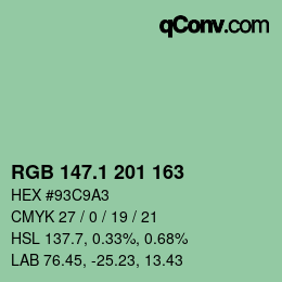 Color code: RGB 147.1 201 163 | qconv.com