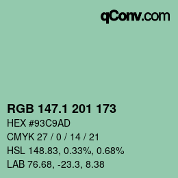 Color code: RGB 147.1 201 173 | qconv.com
