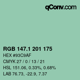カラーコード: RGB 147.1 201 175 | qconv.com