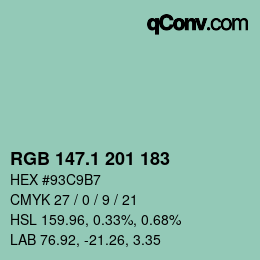 Farbcode: RGB 147.1 201 183 | qconv.com