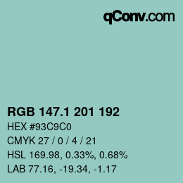 Color code: RGB 147.1 201 192 | qconv.com