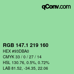カラーコード: RGB 147.1 219 160 | qconv.com