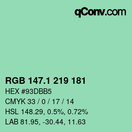 カラーコード: RGB 147.1 219 181 | qconv.com