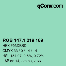 カラーコード: RGB 147.1 219 189 | qconv.com