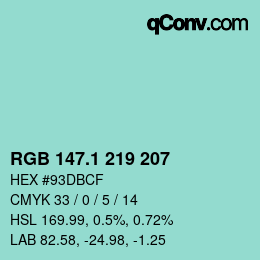Color code: RGB 147.1 219 207 | qconv.com