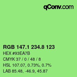 カラーコード: RGB 147.1 234.8 123 | qconv.com