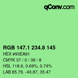 カラーコード: RGB 147.1 234.8 145 | qconv.com