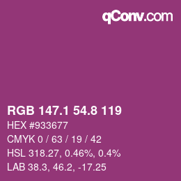 カラーコード: RGB 147.1 54.8 119 | qconv.com