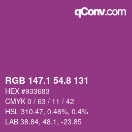 カラーコード: RGB 147.1 54.8 131 | qconv.com