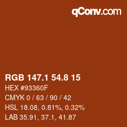 Color code: RGB 147.1 54.8 15 | qconv.com