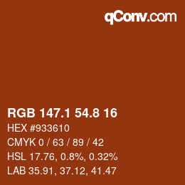 カラーコード: RGB 147.1 54.8 16 | qconv.com