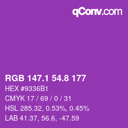 カラーコード: RGB 147.1 54.8 177 | qconv.com