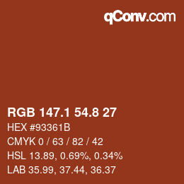 Color code: RGB 147.1 54.8 27 | qconv.com