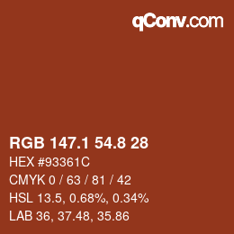 カラーコード: RGB 147.1 54.8 28 | qconv.com