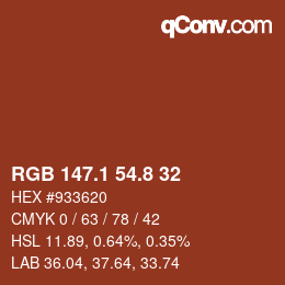Color code: RGB 147.1 54.8 32 | qconv.com
