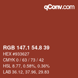 Código de color: RGB 147.1 54.8 39 | qconv.com