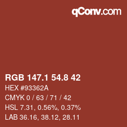 Color code: RGB 147.1 54.8 42 | qconv.com