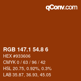 カラーコード: RGB 147.1 54.8 6 | qconv.com