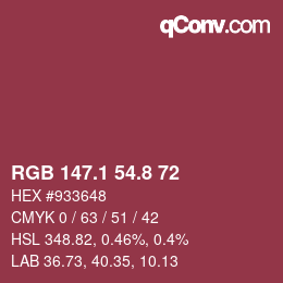 Color code: RGB 147.1 54.8 72 | qconv.com