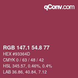 Color code: RGB 147.1 54.8 77 | qconv.com