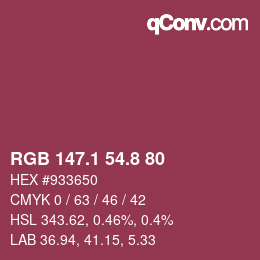 カラーコード: RGB 147.1 54.8 80 | qconv.com