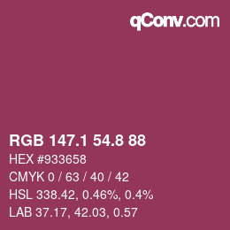 カラーコード: RGB 147.1 54.8 88 | qconv.com