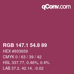 カラーコード: RGB 147.1 54.8 89 | qconv.com