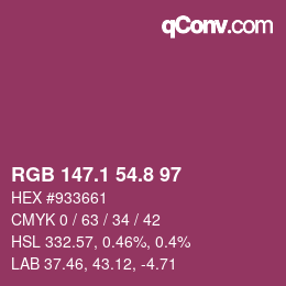 カラーコード: RGB 147.1 54.8 97 | qconv.com
