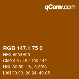 カラーコード: RGB 147.1 75 0 | qconv.com