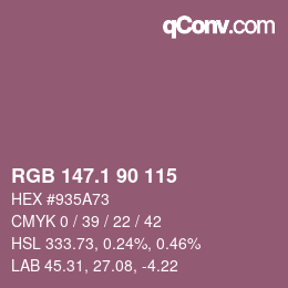 カラーコード: RGB 147.1 90 115 | qconv.com